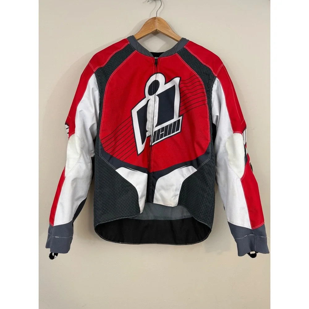 Icon Overlord 2 Motorcycle Armored Jacket Riding Red Black White Biker Men Large